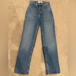 Hollister curvy ultra high rise dad Classic Blue Denim Jeans